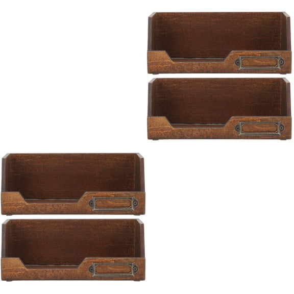 Raindrops 4 pcs Desktop Wooden Boxes Rustic Craft Organizer Retro Storage Container