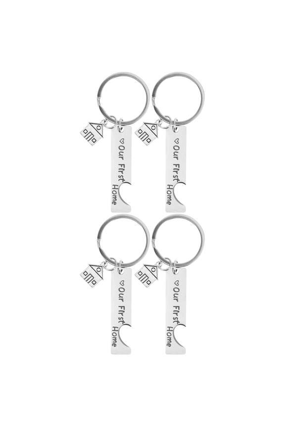 4 pcs  House Pendant Keychains Housewarming Keychain Decorative Keychain Metal Keychain