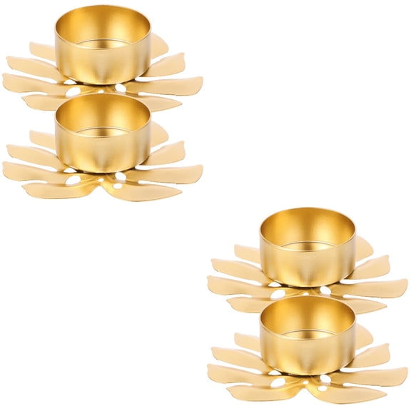 Raindrops 4 pcs Iron Votive Candle Holders Leaf Shaped Tealight Holder Desktop Candleholder