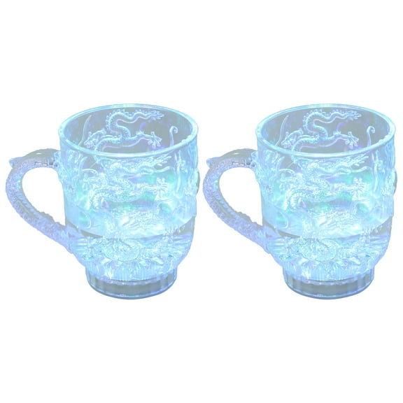Raindrops 4 pcs LED Flashing Colorful Induction Cup Mug Color Changing Drinking Cup for Water Milk Tea Coffee Drinks (Dragon Pattern) (285ML)