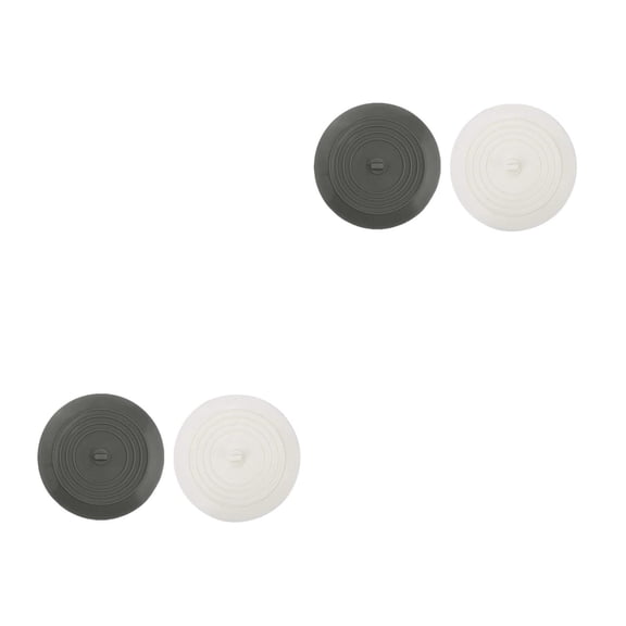 Raindrops 4-Pack Silicone Round Sink Stoppers Drain Plugs for Kitchen, Bathroom, Laundry - White and Grey Tub