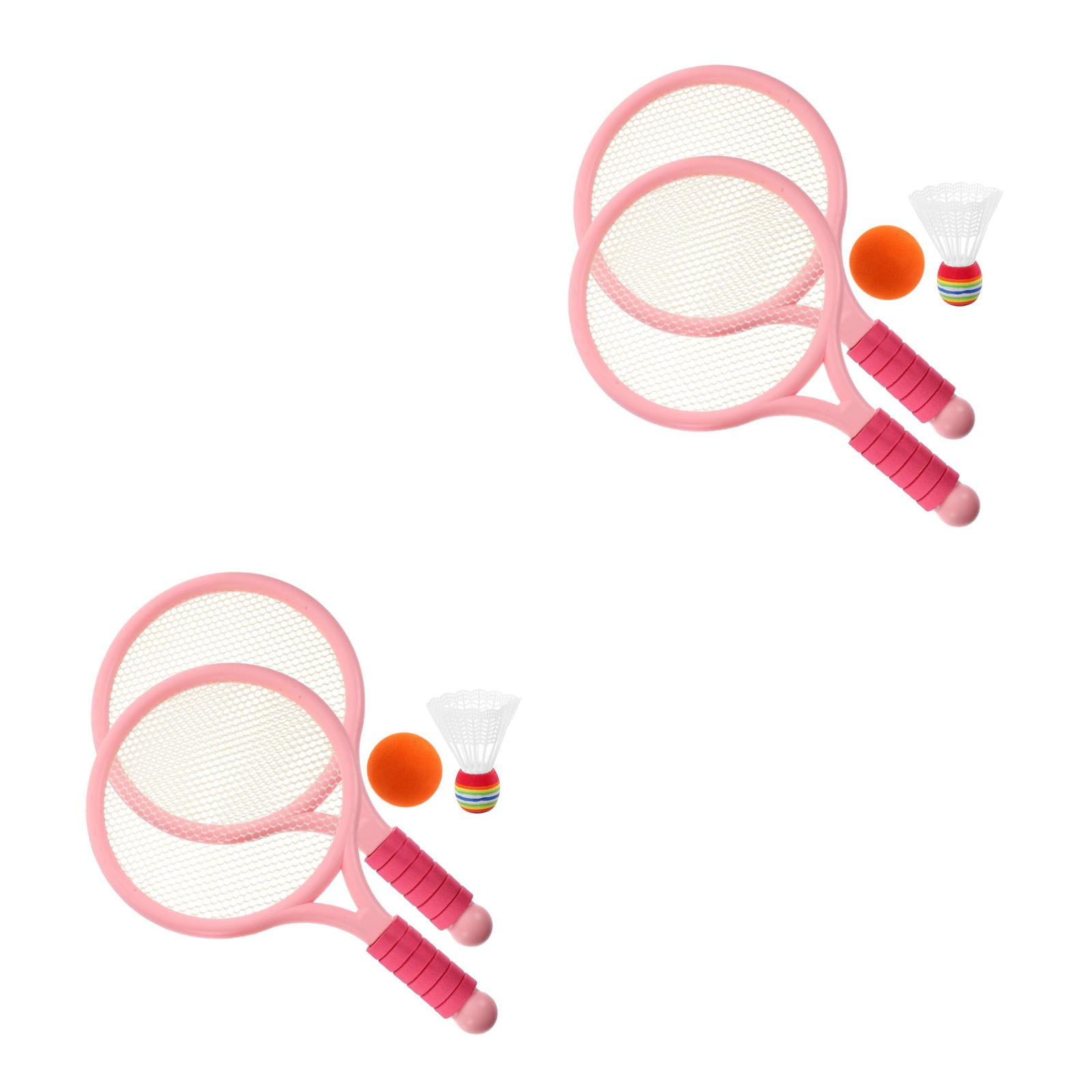 Raindrops 4 pcs  Tennis Racket Toy Cartoon Style Racquet Funny Outdoor Activities Toy Fitness Equipment for Kids Playing (Pink)