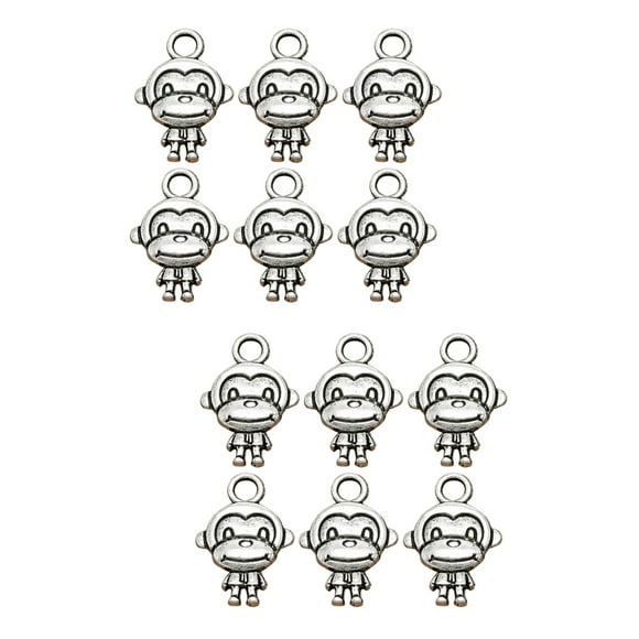 40 pcs Alloy Monkey Pendants Charms DIY Jewelry Making Accessory for Necklace Bracelet (Antique Silver)