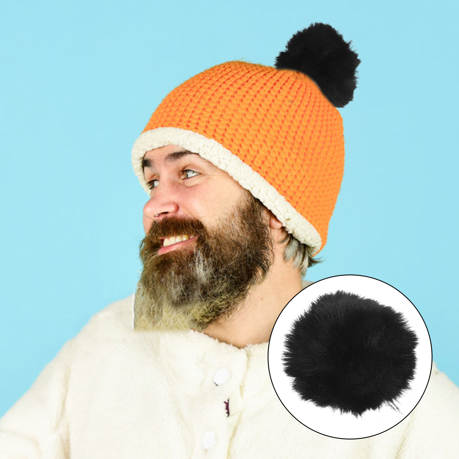 FOMIYES 40Pcs Black Faux Fur Pompoms for Craft Projects Hat Decorations and Jewelry Pendant Charms
