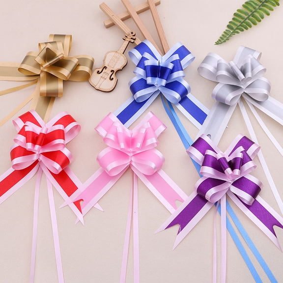 FOMIYES 40Pcs Mixed Color Ribbon Pull Bowknot for Window Christmas Tree and Wine Bottle Decor