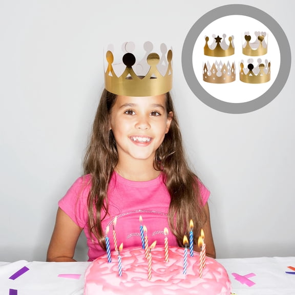 Raindrops 40Pcs Birthday Crowns Bulk for Party Decorations Golden Paper Material