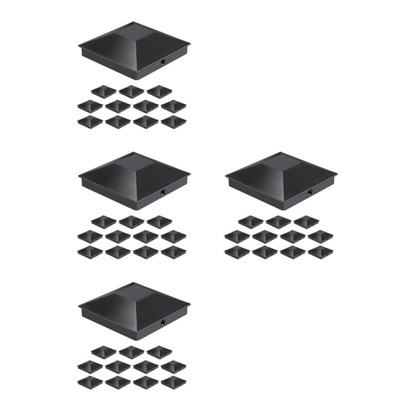Raindrops 48 Pcs Black Plastic Fence Post Caps with Screws, Deck Post Caps, Mailbox and Lamp Post Covers for Outdoor Fence Poles