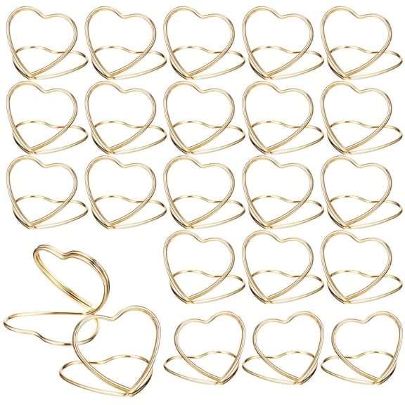 FOMIYES 48 Pieces Heart-Shaped Metal Message Clips for Wedding Table Numbers, Card Holders, and Photo Displays