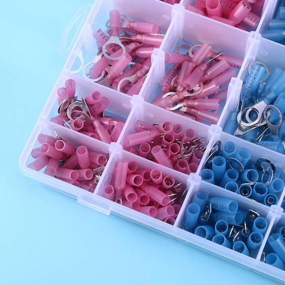 Raindrops 481Pcs Waterproof Seal Solder Ring Heat Shrinkable Tube Terminal Plastic Metal 4X1.4in Mixed Color