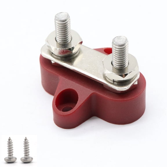 Raindrops 48V Dual Terminal Heavy Duty Power Distribution Block for Car Boat (Red)