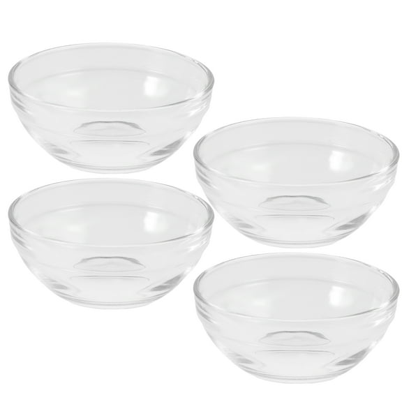 Raindrops 4PCS Mini Glass Bowls Small Prep Bowls Dipping Dishes for Sauces Clear Stackable Glass Dishes for Kitchen Condiments Spices (3 OZ)