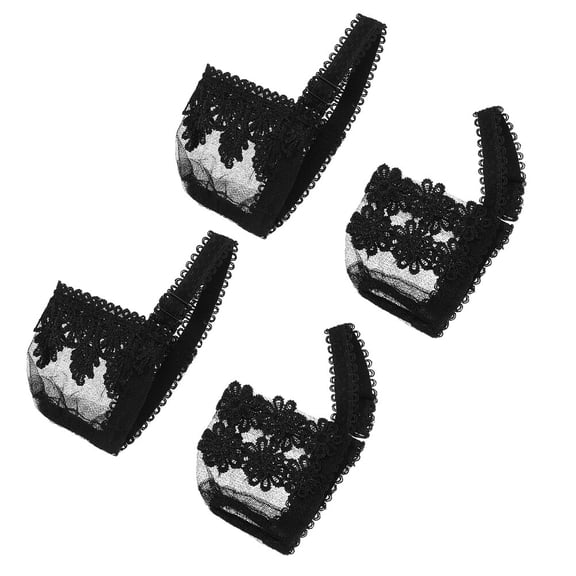 FOMIYES 4Pairs Black Detachable Lace Shoe Straps for High Heels Anti Slide Fixing Bands