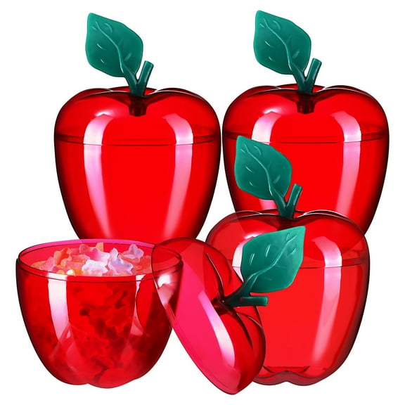 Raindrops Candy Jars Red Plastic Apple Shape 12.0x9.2x8.7in