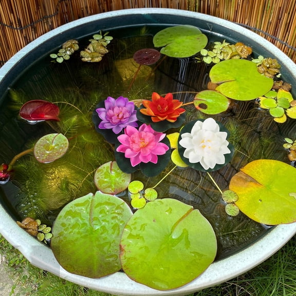Raindrops Eva Faux Water Lily Flowers Assorted Color Realistic Design for Outdoor Decor
