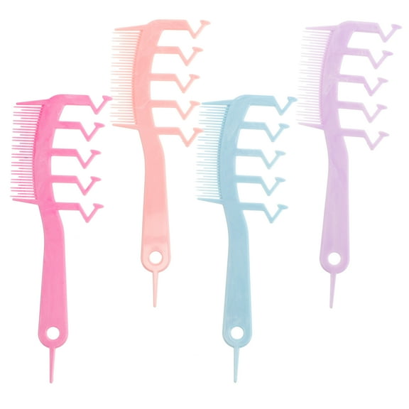 Raindrops 4Pcs Assorted Color Hair Styling Comb Dual Sided Z Shape Plastic Volume Tool