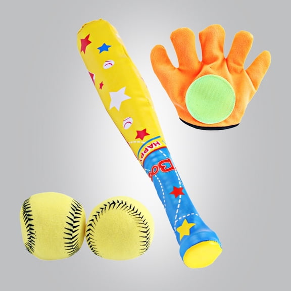 Raindrops 4Pcs Baseball Glove and Ball Set Plush Material Assorted Colors Safe for Friendly Games