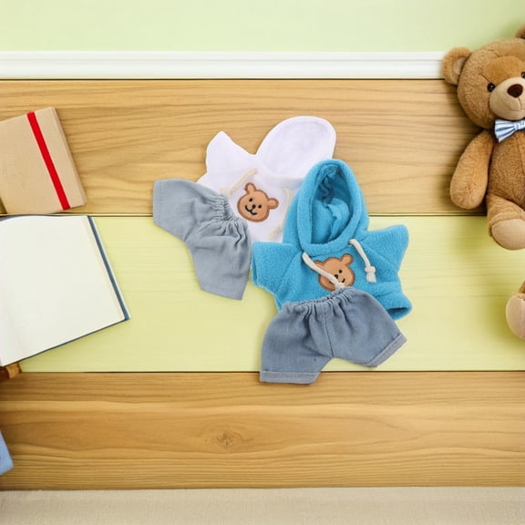 Raindrops 4Pcs Bear Clothes Set Cotton Hoodie and Jeans for Small Stuffed Animals in Assorted Colors