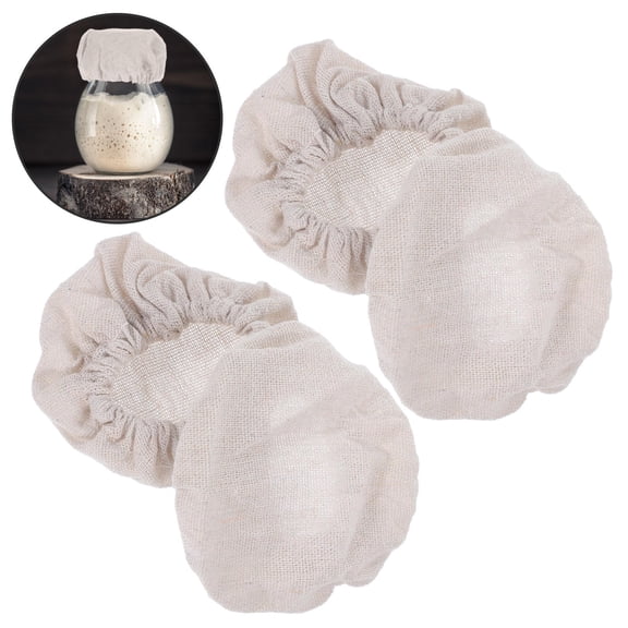FOMIYES 4-Pack Beige Fabric Jar Lids for Glass Fermentation Bottles, Replacement Covers for Canning and Preserving Jars