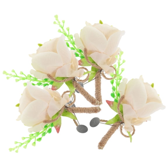 Raindrops 4Pcs Creative Design Artificial Flower Boutonniere with Stable Fix for Wedding Events