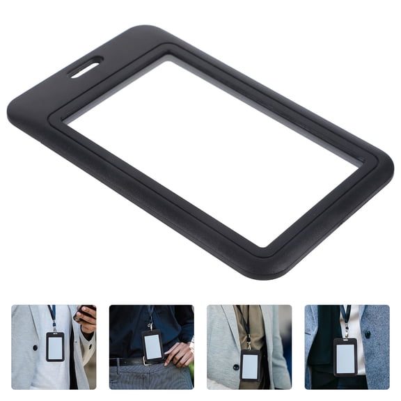 Raindrops 4Pcs Black Plastic Card Case for Id Card Protector with Double Slide Cover Design Slim Lightweight 11.8X2.7In