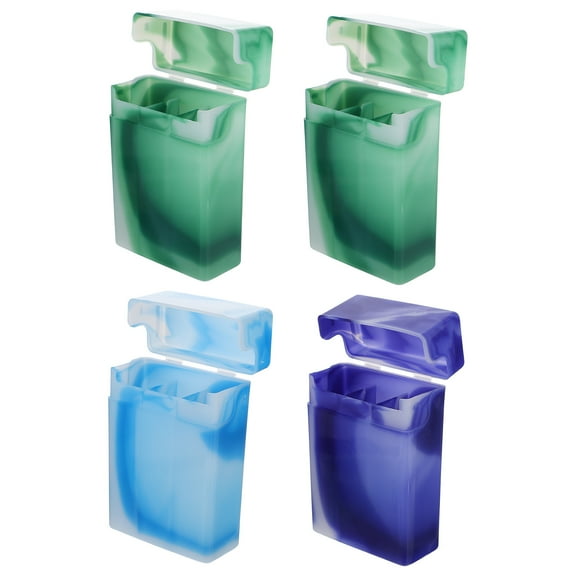 Raindrops Rectangular Cigarette Case Assorted Color 4Pcs 3.6X2.4X1.1In