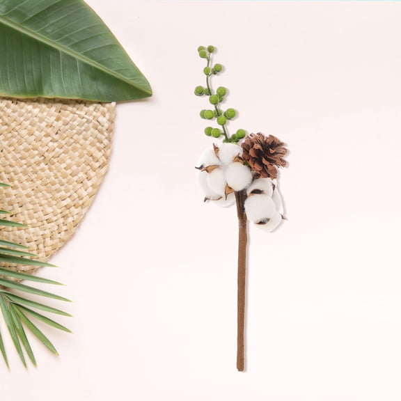 Raindrops 4Pcs Cotton Flower Picks Preserved Natural Cotton Branches Nordic Style