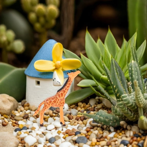 Raindrops Mini Animal Collectible Resin Orange 4Pcs Miniature Giraffe Figurines Home Decor Photography Props