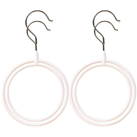 Raindrops White Silicone Stainless Steel Scarf Organizer, Round Ring, Space Saving, Home Use, 4Pcs