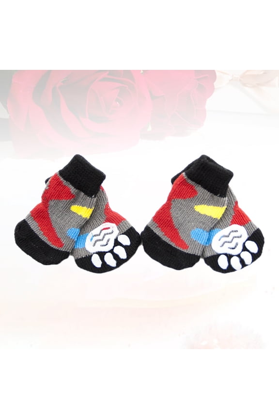 4Pcs Dog Socks Prevent Scratching Assorted Color Anti Slip Stockings Design for Puppy