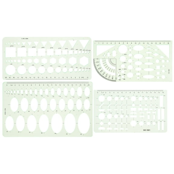 Raindrops Oval Templates Circle Template Plastic Green For Students 4Pcs