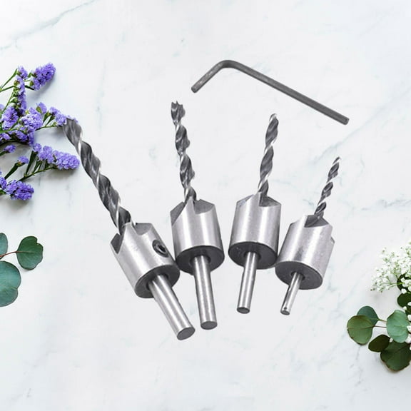 Raindrops 4Pcs Drill Bit Set 3mm 4mm 5mm 6mm For Woodworking Countersink Counterbore Tool