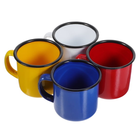 Raindrops 4Pcs Enamel Camping Mugs Set 3.34X2.36X2.36in Heat Resistant for Outdoor and Office Use