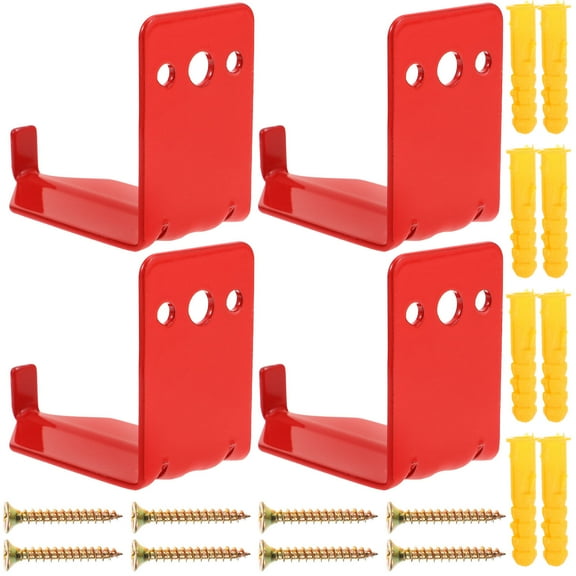 Raindrops 4Pcs Fire Extinguisher Mounting Bracket Heavy Duty Metal Hooks for Wall Installation Red 11.8*7.9*3.9in