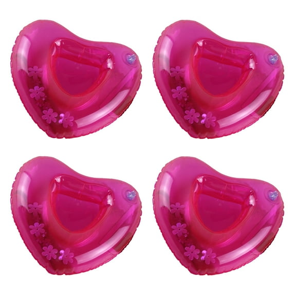 Raindrops 4-Pack Inflatable Heart-Shaped Floating Drink Holders, Rosy PVC Cup Holders for Pool Parties and Swimming Fun