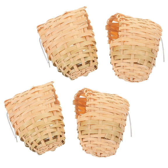 Raindrops 4pcs Creative Bird Shelter with Hook Handmade Bamboo for Balcony Ventilation Design
