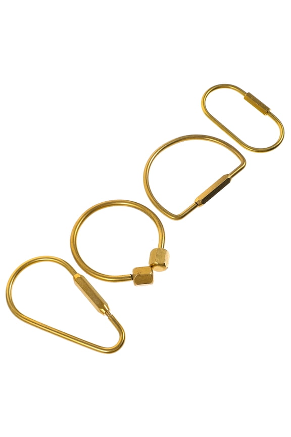 4Pcs Golden Brass Key Rings Diy Key Chain Making Supplies Secure Closure Families