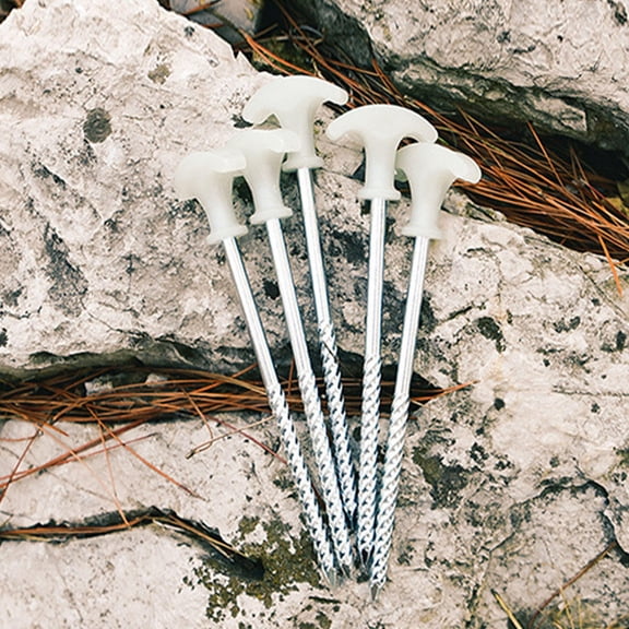 Raindrops 4Pcs Heavy Duty Tent Stakes Metal Pegs for Camping with Spiral Shape Design