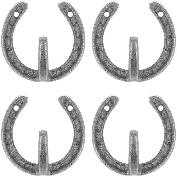 Raindrops 4Pcs Horseshoe Shape Silver 3.7X3.3X1.6In Iron for Horseshoe Racks Space Saving