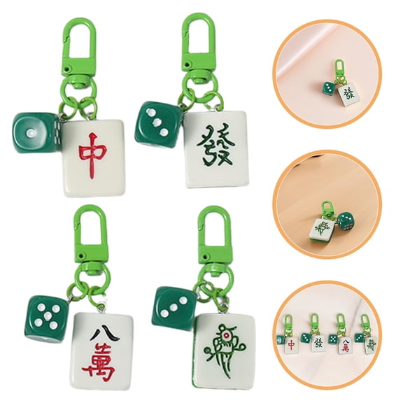 FOMIYES Cute Mahjong Pendants, Assorted Colors, Plastic and Metal, for Bag and Keychain Use
