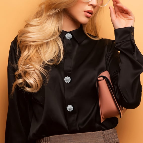 FOMIYES 4Pcs Crystal Flower Buttons with Rhinestone Metal Decoration for Sewing and Craft Projects