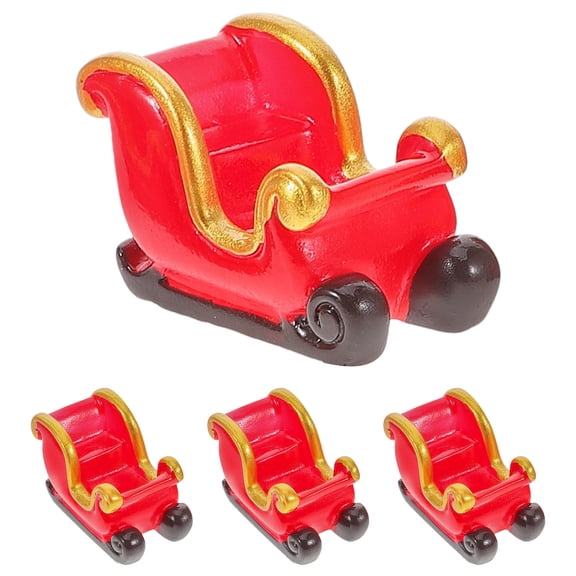 FOMIYES 4-Piece Red Resin Santa Claus Sleigh Figurine Set Christmas Holiday Party Decorations