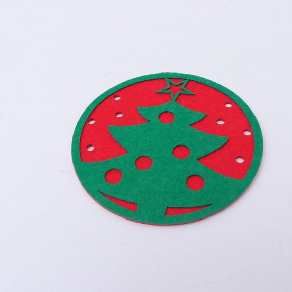 Raindrops 4Pcs Non-slip Round Cup Mats Heat Resistant Felt Coasters Green for Home Decoration