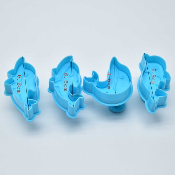FOMIYES 4Pcs Reusable Plastic Dolphin Cake Mold Blue Flexible Baking Mold for Celebration Cakes
