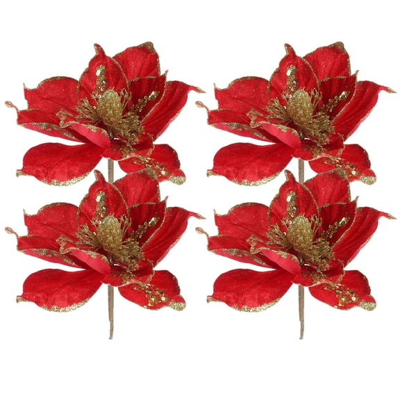 Raindrops Artificial Red Poinsettia Flowers Christmas Tree Decorations 4 Pieces Holiday Home Decor