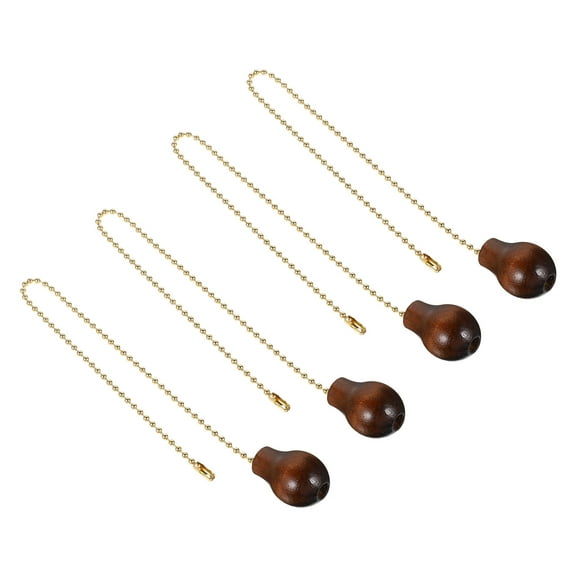 Raindrops 4Pcs Dark Brown Wooden Gourd Shape Ceiling Fan Pull Chains for Decorative Use