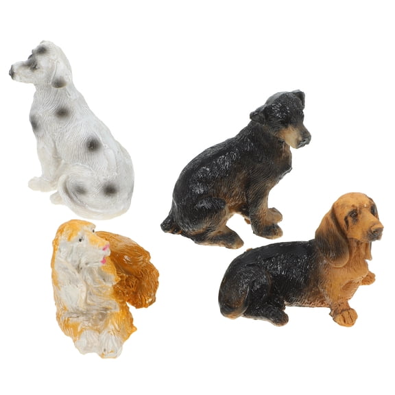 FOMIYES Realistic Resin Dog Figurine Set, 4 Pieces Assorted Colors, Decorative Collectible Home and Office Decor