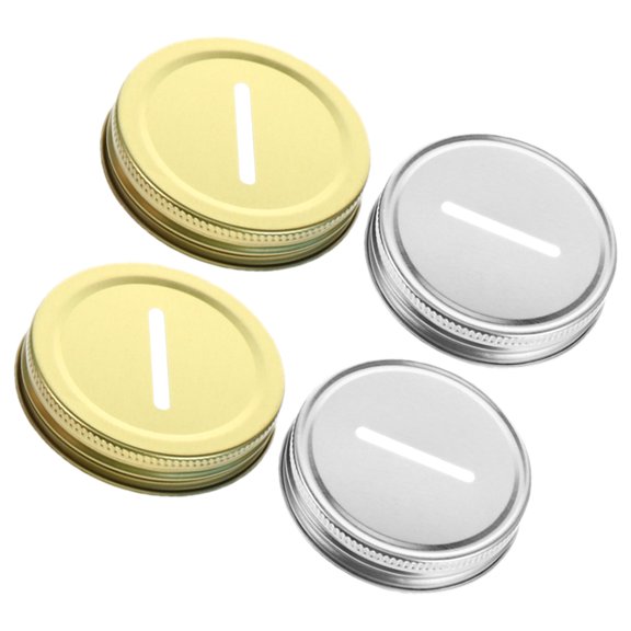 Raindrops 4-Pack Round Iron Jar Bank Lids for Glass Containers Banks