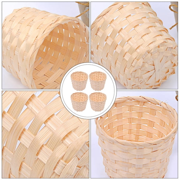 FOMIYES 4-Pack Beige Woven Storage Baskets, Stylish Organizers for Home, Office, Balcony, Terrace, and More