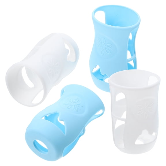 Raindrops 4Pcs Bottle Covers Silicone Protective Sleeve High Temperature Resistance for Milk Bottle Daily Use