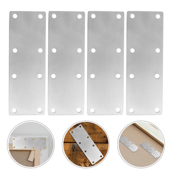 Raindrops 4-Pack Stainless Steel Mending Plates Connecting Brackets for Furniture Repair 13.8 x 5 x 0.18 Inches